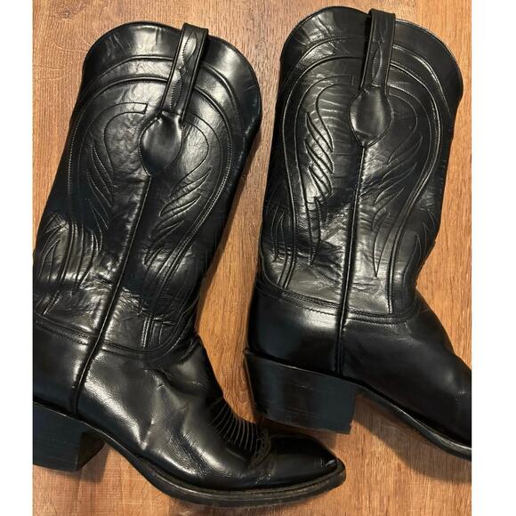 Lucchese Leather Embroidered Western Cowboy Boots Black Size 9 D70457 Men main image 14